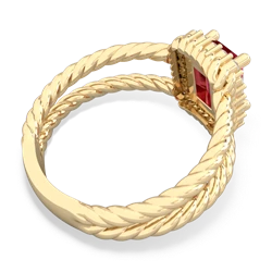 Lab Ruby Rope Split Band 14K Yellow Gold ring R2628