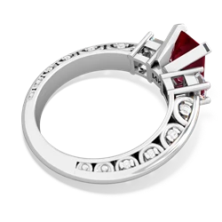 Lab Ruby Art Deco Diamond 8X6 Emerald-Cut Engagement 14K White Gold ring R20018EM