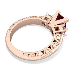Lab Ruby Art Deco Diamond Engagement 6Mm Princess 14K Rose Gold ring R2001