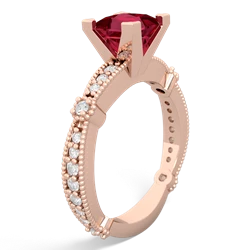 Lab Ruby Sparkling Tiara 6Mm Princess 14K Rose Gold ring R26296SQ