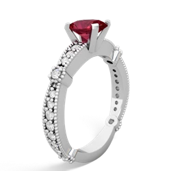 Lab Ruby Sparkling Tiara 7X5mm Oval 14K White Gold ring R26297VL