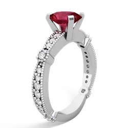 Lab Ruby Sparkling Tiara 8X6 Oval 14K White Gold ring R26298VL