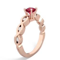 Lab Ruby Infinity 5Mm Round Engagement 14K Rose Gold ring R26315RD