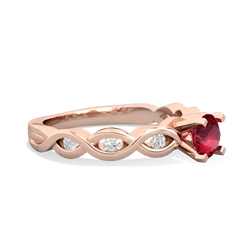 Lab Ruby Infinity 5Mm Round Engagement 14K Rose Gold ring R26315RD