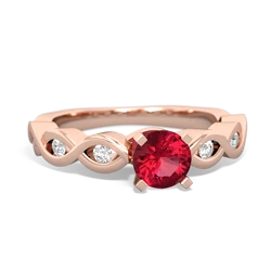 Lab Ruby Infinity 5Mm Round Engagement 14K Rose Gold ring R26315RD