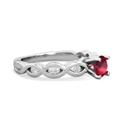 Lab Ruby Infinity 5Mm Round Engagement 14K White Gold ring R26315RD