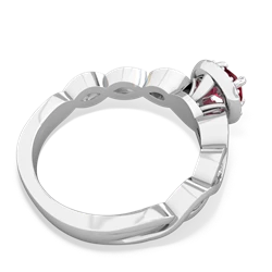 Lab Ruby Infinity Halo Engagement 14K White Gold ring R26315RH