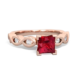 Lab Ruby Infinity 5Mm Square Engagement 14K Rose Gold ring R26315SQ