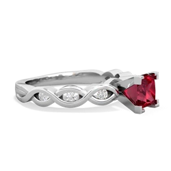 Lab Ruby Infinity 5Mm Square Engagement 14K White Gold ring R26315SQ