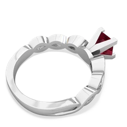 Lab Ruby Infinity 5Mm Square Engagement 14K White Gold ring R26315SQ