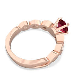 Lab Ruby Infinity 6Mm Round Engagement 14K Rose Gold ring R26316RD