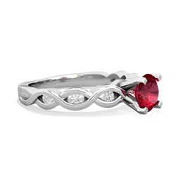Lab Ruby Infinity 6Mm Round Engagement 14K White Gold ring R26316RD