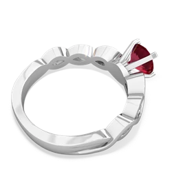 Lab Ruby Infinity 6Mm Round Engagement 14K White Gold ring R26316RD