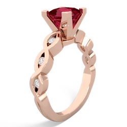 Lab Ruby Infinity 6Mm Princess Engagement 14K Rose Gold ring R26316SQ