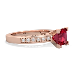 Lab Ruby Art Deco Engagement 6Mm Princess 14K Rose Gold ring R26356SQ