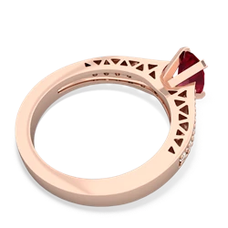 Lab Ruby Art Deco Engagement 7X5mm Oval 14K Rose Gold ring R26357VL