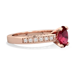 Lab Ruby Art Deco Engagement 8X6mm Oval 14K Rose Gold ring R26358VL