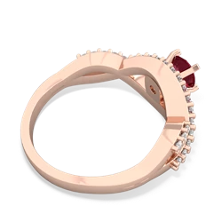 Lab Ruby Diamond Twist 5Mm Round Engagment  14K Rose Gold ring R26405RD