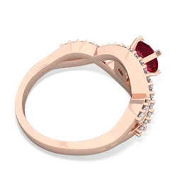 Lab Ruby Diamond Twist 6Mm Round Engagment  14K Rose Gold ring R26406RD