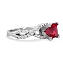Lab Ruby Diamond Twist 6Mm Princess Engagment  14K White Gold ring R26406SQ