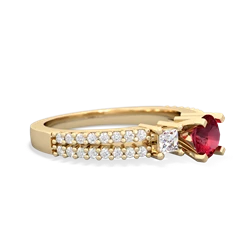 Lab Ruby Classic 5Mm Round Engagement 14K Yellow Gold ring R26435RD