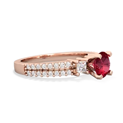 Lab Ruby Classic 6Mm Round Engagement 14K Rose Gold ring R26436RD