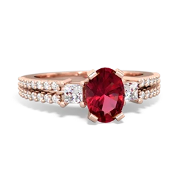 Lab Ruby Classic 7X5mm Oval Engagement 14K Rose Gold ring R26437VL