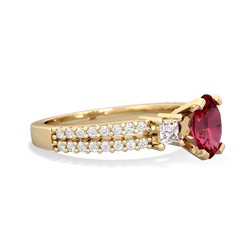 Lab Ruby Classic 7X5mm Oval Engagement 14K Yellow Gold ring R26437VL
