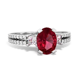 Lab Ruby Classic 8X6mm Oval Engagement 14K White Gold ring R26438VL