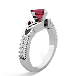 Lab Ruby Celtic Knot 5Mm Square Engagement 14K White Gold ring R26445SQ