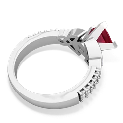Lab Ruby Celtic Knot 6Mm Princess Engagement 14K White Gold ring R26446SQ