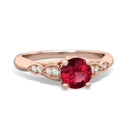 Lab Ruby Antique Elegance 14K Rose Gold ring R3100