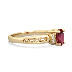Lab Ruby Filligree Scroll Oval 14K Yellow Gold ring R0812