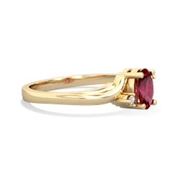 Lab Ruby Elegant Swirl 14K Yellow Gold ring R2173