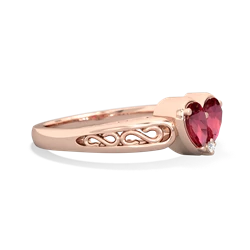 Lab Ruby Filligree 'One Heart' 14K Rose Gold ring R5070