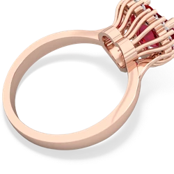 Lab Ruby Sparkling Halo Heart 14K Rose Gold ring R0391