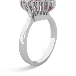Lab Ruby Sparkling Halo Heart 14K White Gold ring R0391