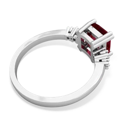 Lab Ruby Art Deco Princess 14K White Gold ring R2014