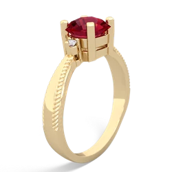 Lab Ruby Cushion Rope 14K Yellow Gold ring R2484