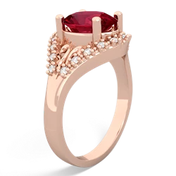 Lab Ruby Antique Style Cocktail 14K Rose Gold ring R2564