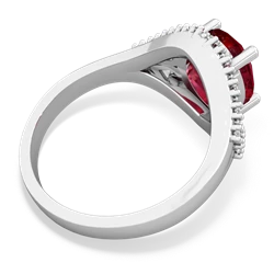 Lab Ruby Antique Style Cocktail 14K White Gold ring R2564