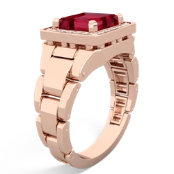 Lab Ruby Men's Watch 14K Rose Gold ring R0510