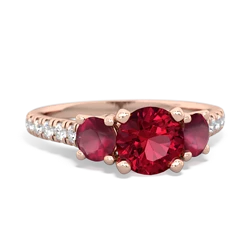 Lab Ruby Pave Trellis 14K Rose Gold ring R5500
