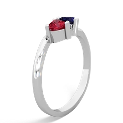 Lab Ruby Sweethearts 14K White Gold ring R5260