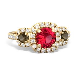 Lab Ruby Regal Halo 14K Yellow Gold ring R5350