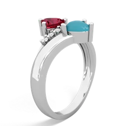Lab Ruby Heart To Heart 14K White Gold ring R2064