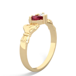 Lab Ruby 'Our Heart' Claddagh 14K Yellow Gold ring R2388
