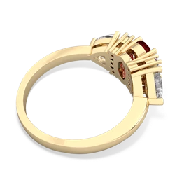 Lab Ruby Antique Style Three Stone 14K Yellow Gold ring R2186