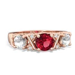 Lab Ruby Hugs And Kisses 14K Rose Gold ring R5016