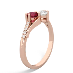 Lab Ruby Infinity Pave Two Stone 14K Rose Gold ring R5285